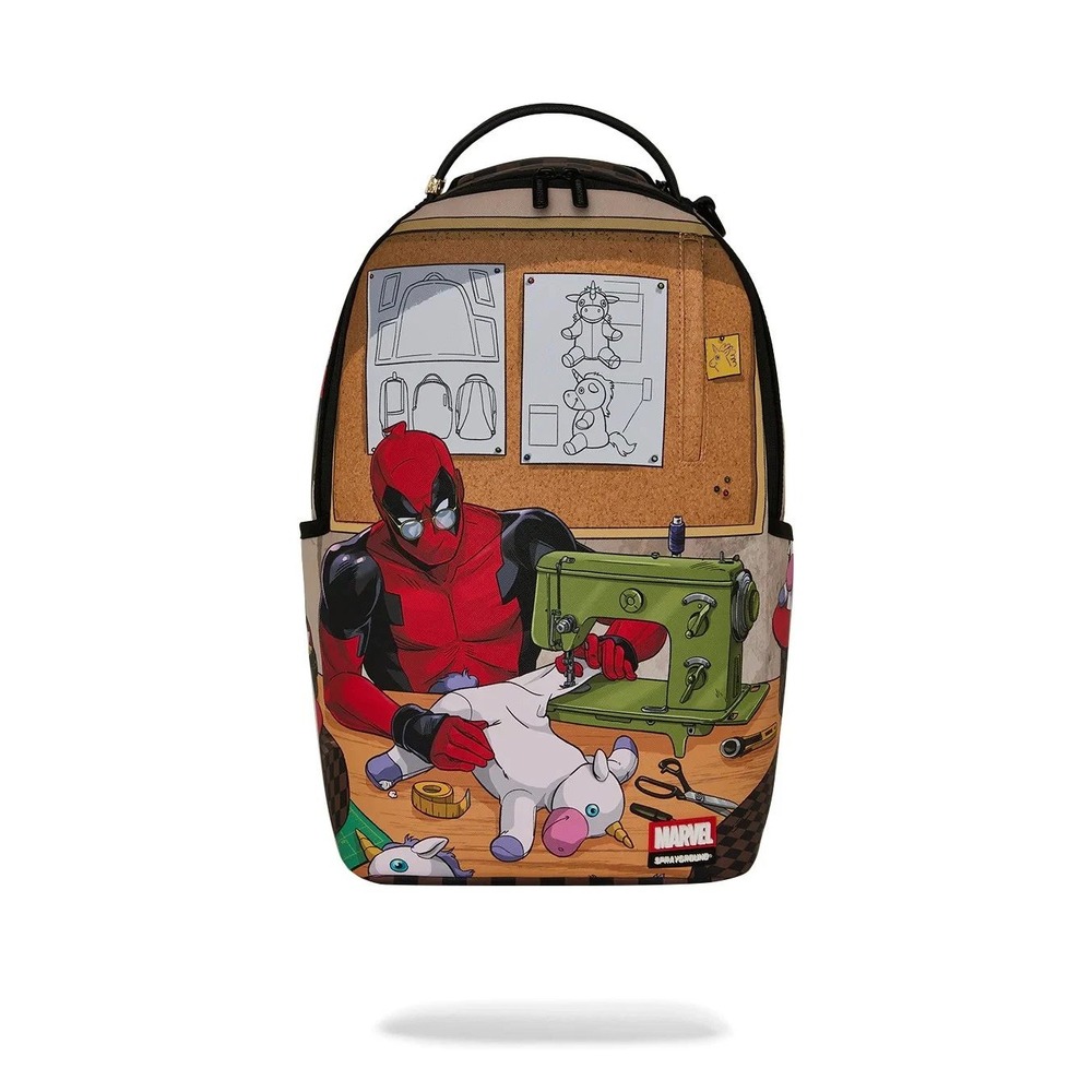 Sprayground Marvel Deadpool Special Edition Backpack Brown Checkered Designer